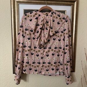 Boden ruffle front cotton jersey top milkshake floral size 10